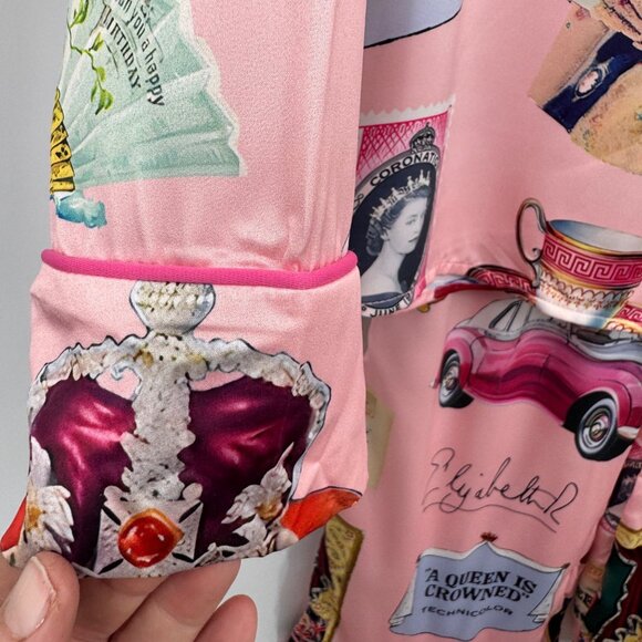 Sheshow Queen Elizabeth II Vintage Pajama Set woman’s size Small Pink long set - Picture 7 of 16